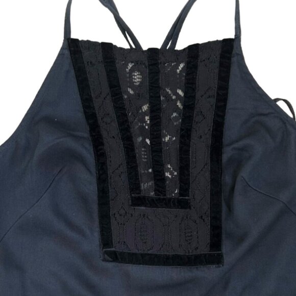 Free People x Revolve Black Tuxedo Jumpsuit Lace Inset Wide-Leg Open Back 0 - Picture 8 of 14